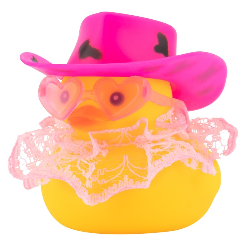 wonuu Rubber Duck Car Ornaments Duck Car Dashboard Decorations for Cute Car Accessories with Dress Heart Shape Sunglasses, Pink&