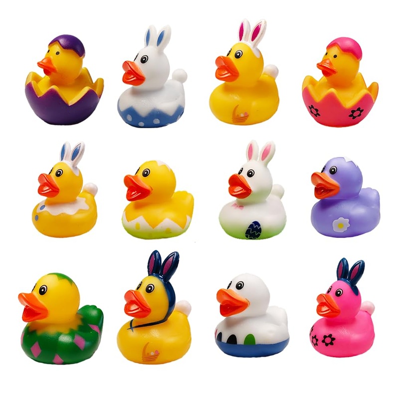 12 Pcs Easter Duck Assortment Rubber Duck Toy Duckies for Kids,Birthday Gifts Baby Showers Classroom Incentives