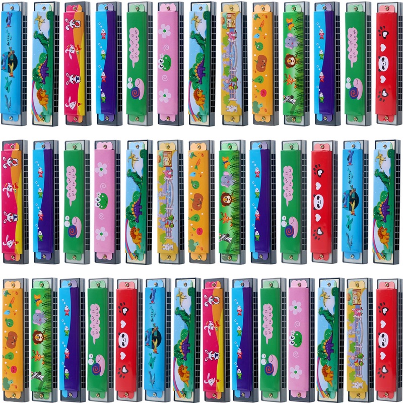 12 Pcs Kids Harmonica Toy – Cartoon Harmonica 16 Holes Musical Instrument for Boys & Girls Beginner Party Favor, Random Color Pa