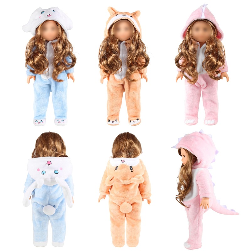 18 Inch Doll Clothes – Onesie Pajamas Fit 18 inch Girl Doll and More (3SET)