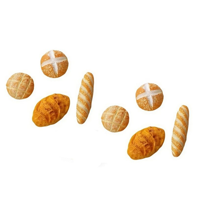 8 Pcs 1/12 Miniature Bread Set, Miniature Bread Dollhouse Decoration Accessories Resin Mix Bakery Bread Mini House Food Decorati