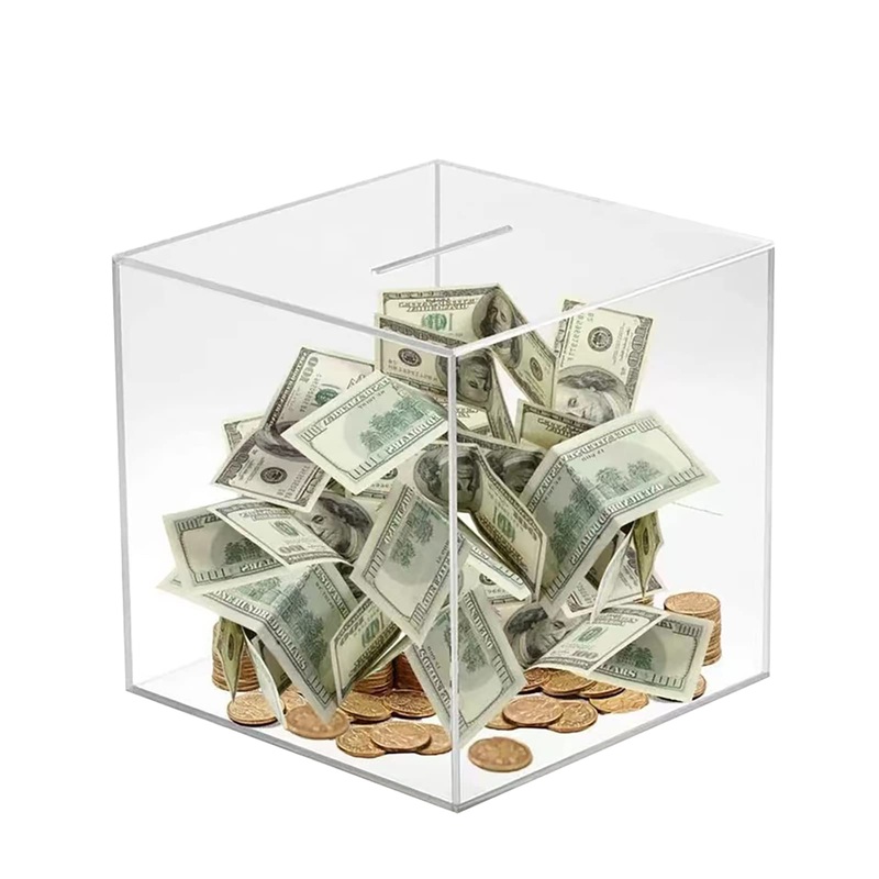 Clear Piggy Bank for Adults Kids, Acrylic Money Saving Box, Unopenable Piggy Bank for Adults Must Break to Open, Money Tip Jar,