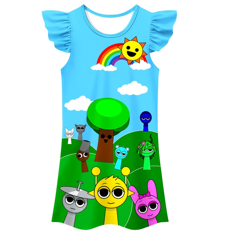 COSEFUMO Girl Kids Gown Cute Flutter Sleeve Dress Birthday Party Playwear