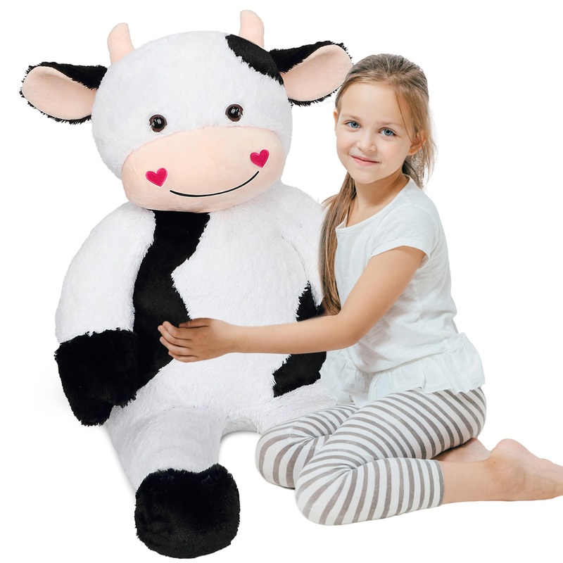 Cudhug 32” Large Cow Stuffed Animal, Giant Soft Plush Fluffy Cow Toy Birthday Holiday Party Gifts for Kids Girls Boys