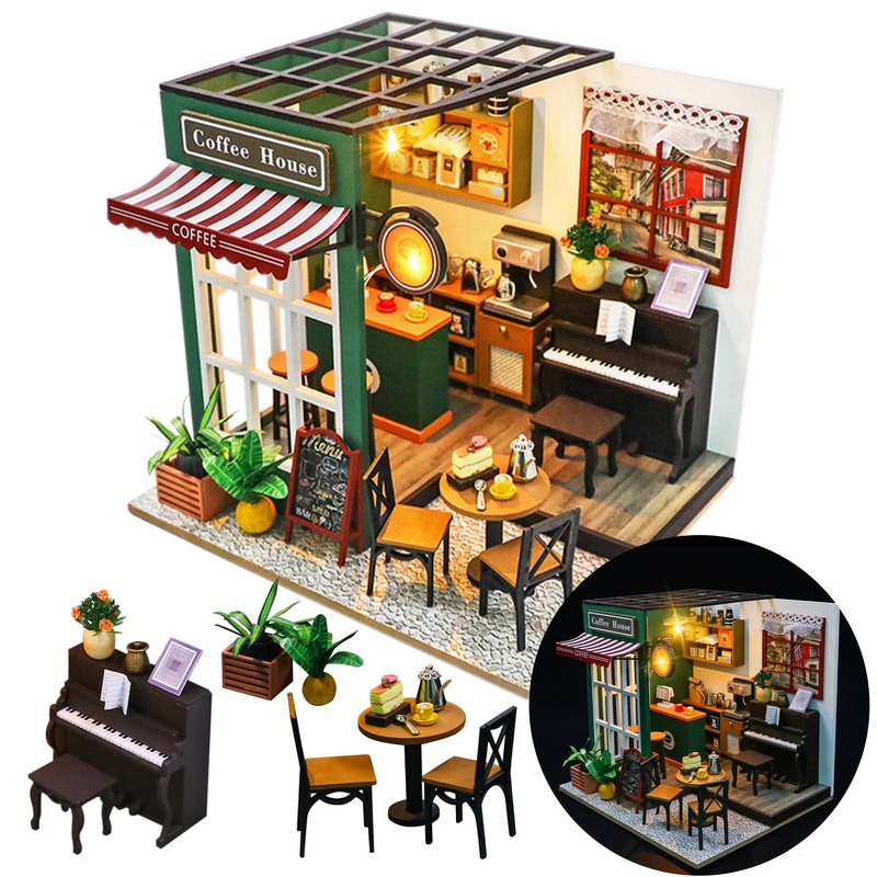 DIY Miniature House Kit, DIY Dollhouse Kit for Adults to Build, Mini House Kit with LED, Mayberry Street Miniatures, Ideal Gifts