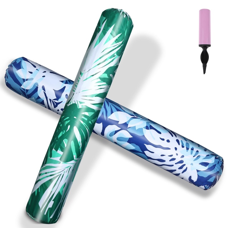 Extra Large Inflatable Swim Pool Noodles – 2 Pack Soft Fabric Covered Large Noodles for Floating, Premium Buoyancy and Comfort f