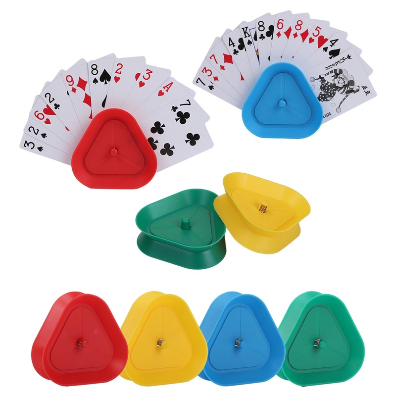 GHERPTE Playing Card Games Holder,8 Pack Triangle Shaped Hands-Free Playing Card Holder for Kids,Adults,Seniors,Poker Parties,Fa