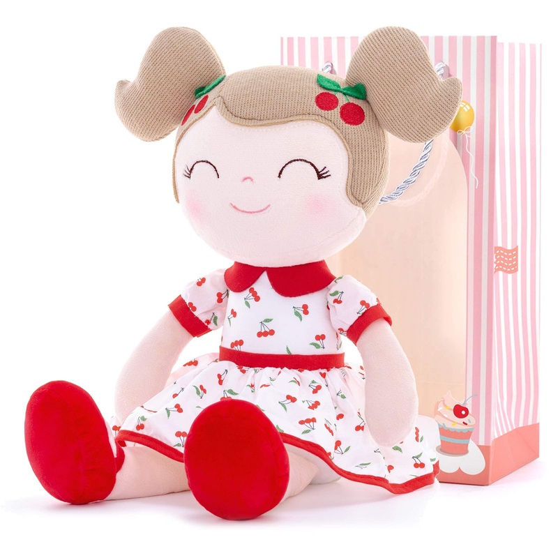 Gloveleya Baby Doll Girl Gifts Plush Toys Soft Dolls Baby Gifts Cherry Girl Red 14 Inches with Gift Box New