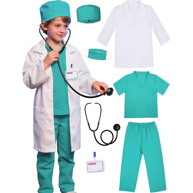 Gortykor Kids Doctor Costume Doctor Lab Coat for Boys Girls 3-10 Halloween Career Day Dress Up(3-4 Years)