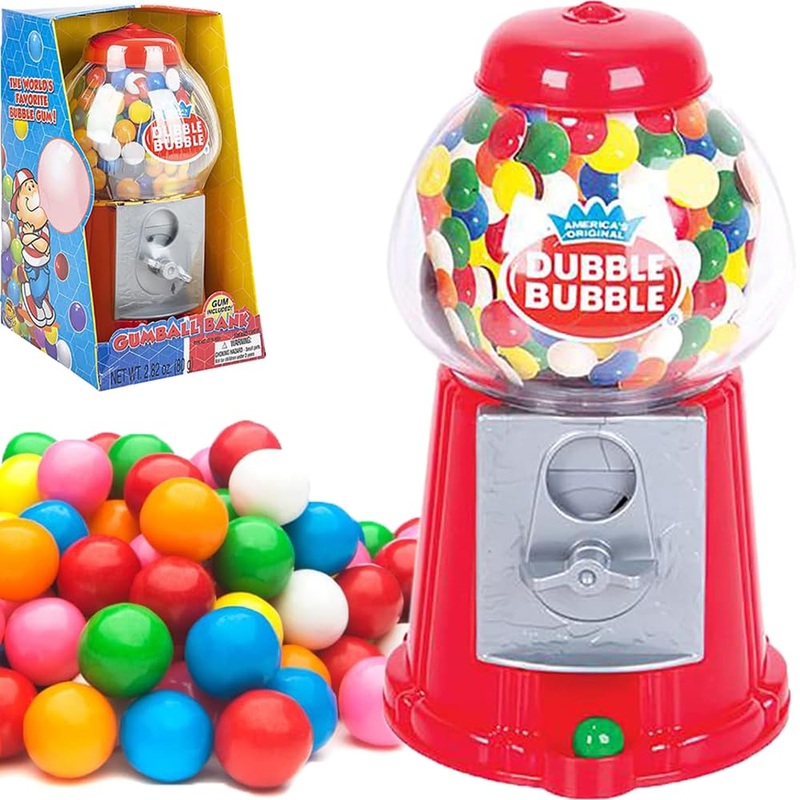 Gumball Machine Bank and Coin Bank Toy for Kids, 45 Gum Balls Included, 8.5” Inches (Single)