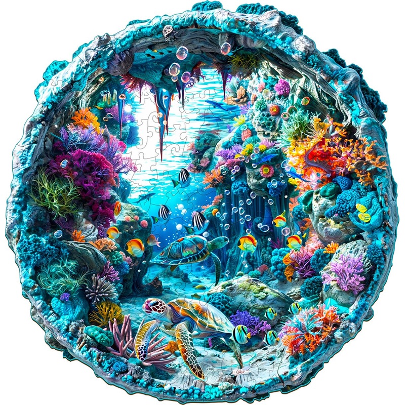 Jigfoxy Wooden Puzzle for Adults, 3D Visual Ocean Wooden Jigsaw Puzzles for Adult, Unique Animal Shape Wood Cut Puzzles, Christm