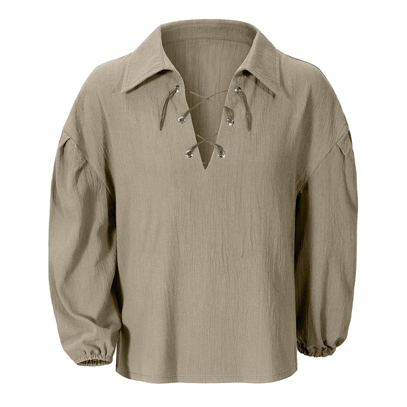 Kids Medieval Viking Pirate Renaissance Retro Costume Shirt for Boys Halloween Party Cosplay 4-6T Beige