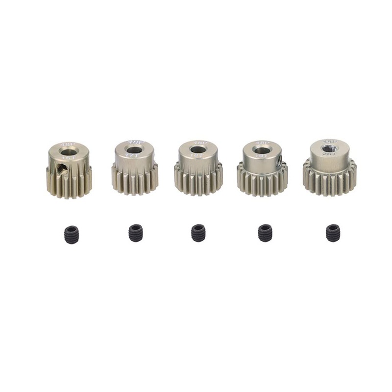 KingVal Replacement 5PCS 48DP 3.175mm 21T 22T 23T 24T 25T Aluminium Pinion Motor Gear Compatible with 1/10 RC Car Brushed Brushl