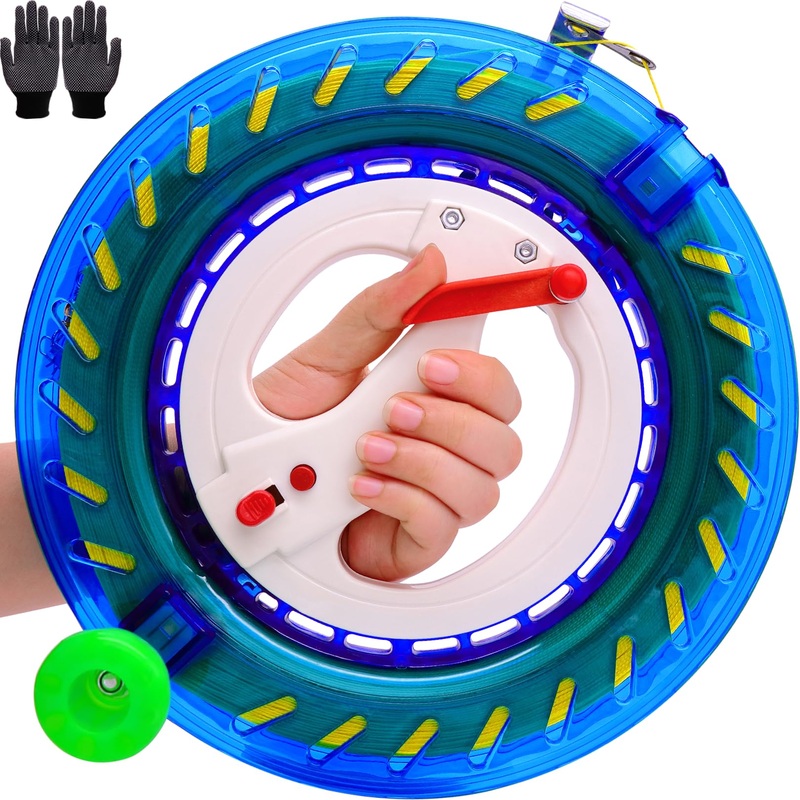 Kite Reel With Upgraded Braking and Anti-Reverse Function – 10.3 Inches, 2800 Feet String, Large-Size Grip for Adults, Any Posit