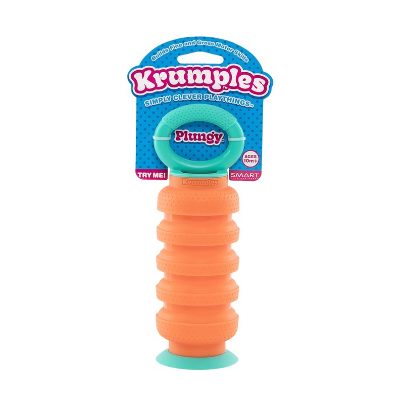 KRUMPLES Plungy Orange Sensory Suction Toy for Ages 10M+ | BPA-Free Silicone Fidget | Promotes Fine Motor Skills | Dishwasher Sa