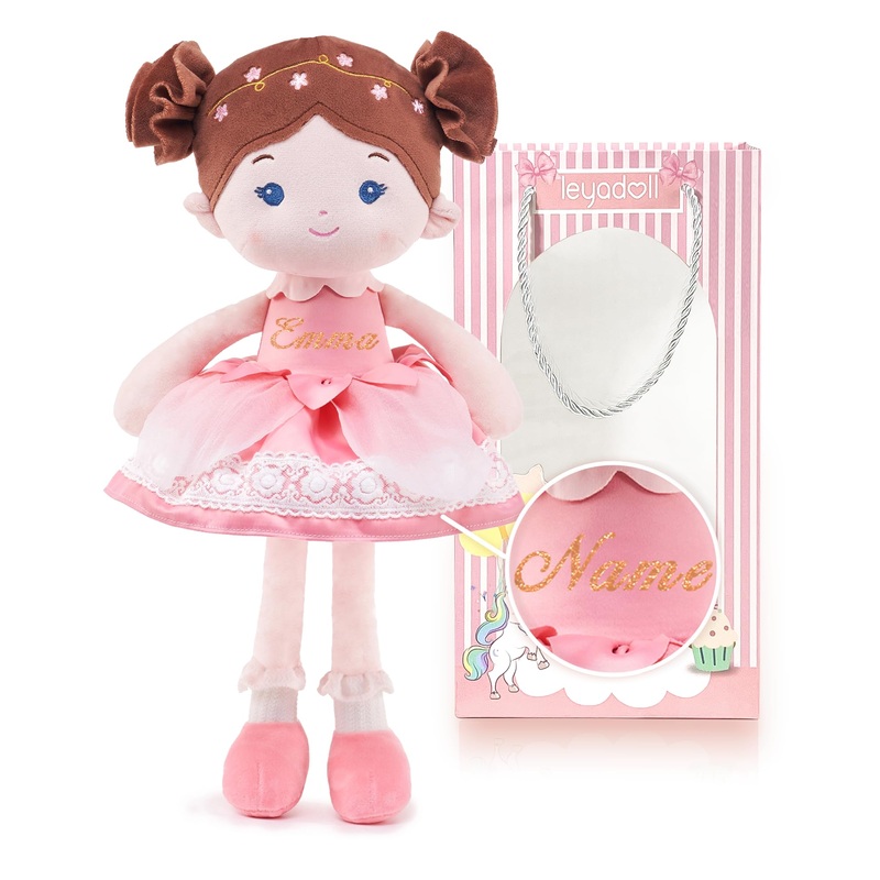 LeyaDoll Personalized Soft Baby Doll Toys for Girls (16”), My First Christmas Dolls, Leya Doll Baby Rag Doll Plush Toys for Tod