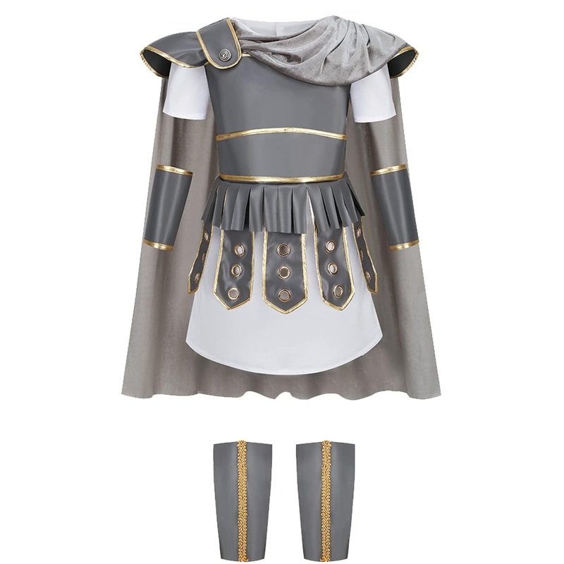 LMYOVE Kids Warrior Costume, Halloween Boys Roman Soldier Gladiator Viking Medieval Historical Role Playing Party 4-14Y (10-11Y,