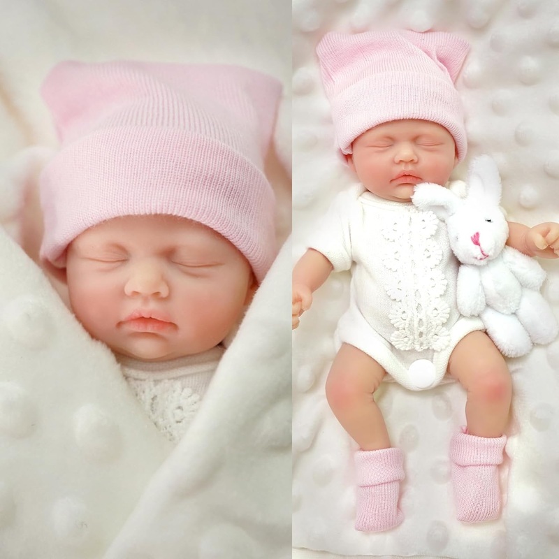 Mire & Mire Reborn Baby Dolls 7 Inch Silicone Doll Mini Realistic Newborn Baby Dolls Silicone Full Body Stress Relief Hand Made(