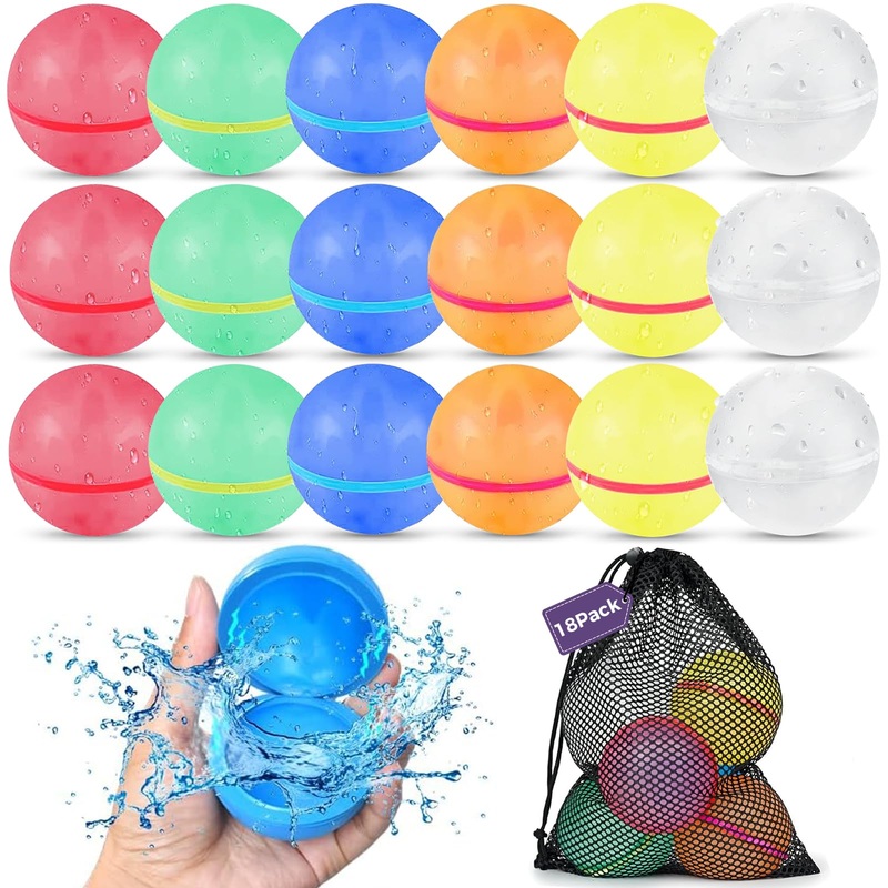 Reusable Water Balloons For Kids, 18pcs Magnetic Self-Sealing Water Balloons, Pool Beach Water Toys For Boys And Girls, Summer T