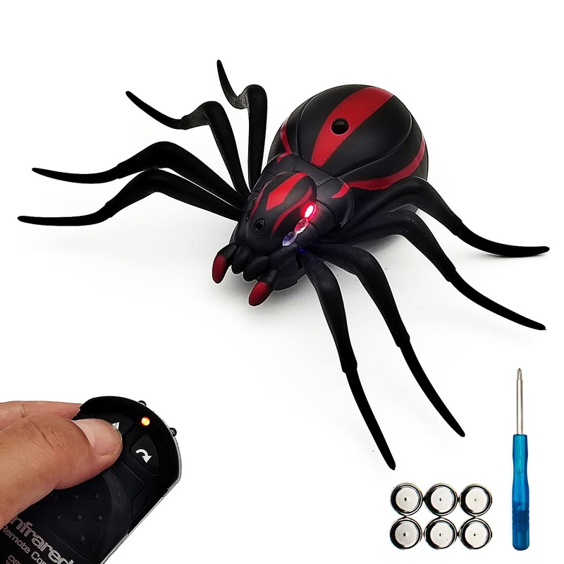 Tipmant RC Spider Toy IR Remote Control Tarantula Realistic Animal for Pets Cats Dogs Prank Toy Toddler Kids Birthday Gifts Incl