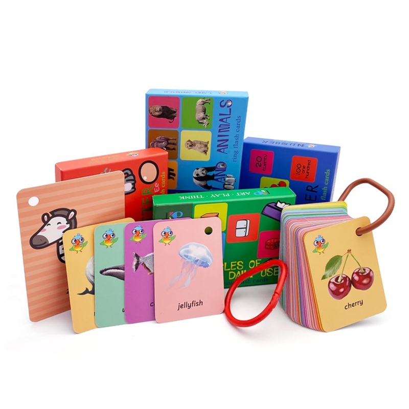 Toddler Flash Cards Set,Kids Sight Words with Picture Flash Cards for Toddler,Numbers,Land Animals,Ocean Animals,Fruit,ABC Lette