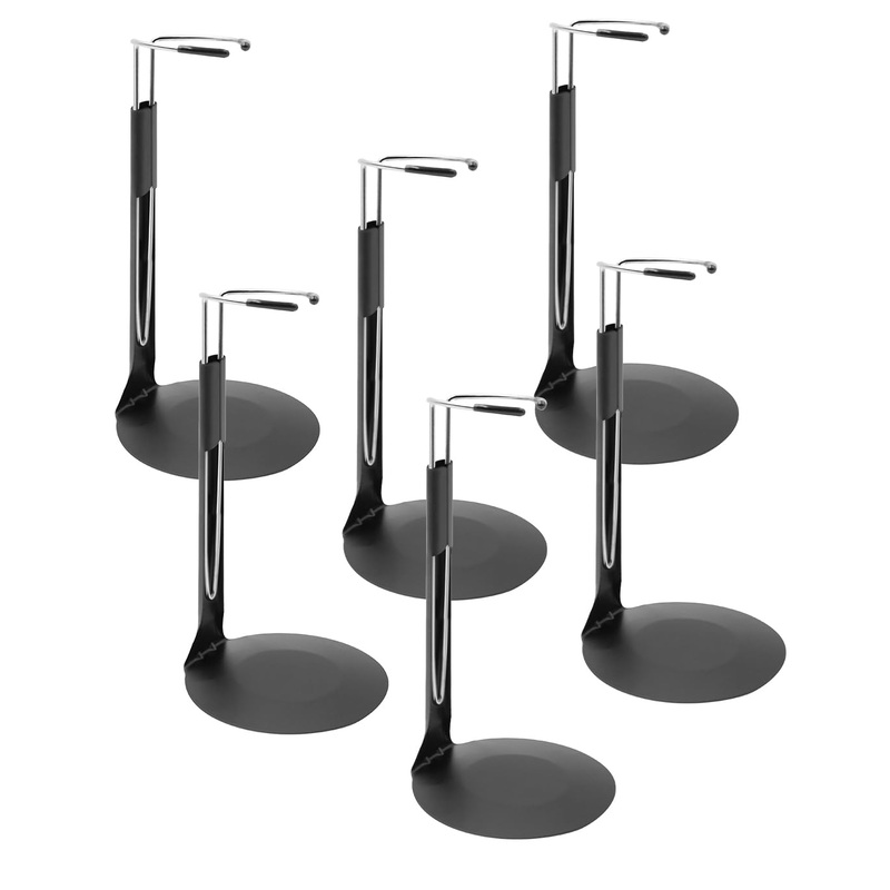 upvolcora White Adjustable Dolls Stands 6 Pack Display Holder, 8” to 12” Dolls or Action Figures Shelf, Waist is 2 to 2.5 inch
