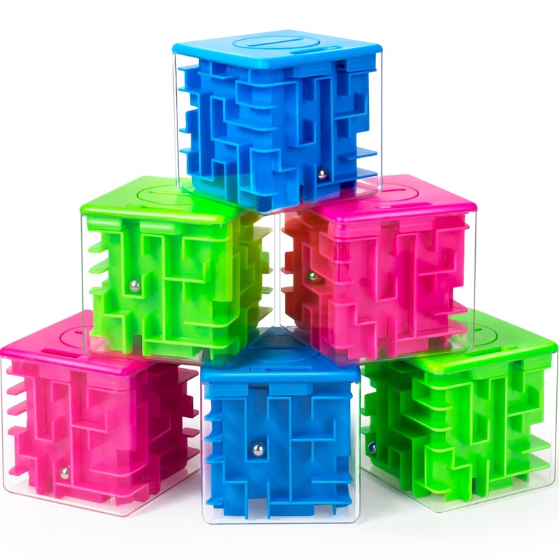 YongnKids 6-Piece Money Maze Plastic Puzzle Boxes, Portable 3D Brain Teasers Game, Educational Toy for Kids & Adults – Challengi