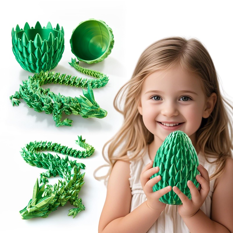 3D Printed Dragon,Dragon Eggs with Dragon Inside,Surprise Dragon Egg Toy,12” Full Articulated Crystal 3D Dragon