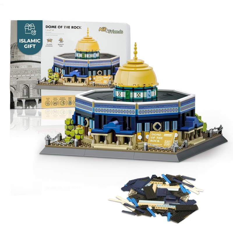 Alif and Friends Dome of The Rock Building Blocks Set – 900+ Pcs Islamic Building Toys – Al-Aqsa Mosque Perfect Eid Gifts for Ki