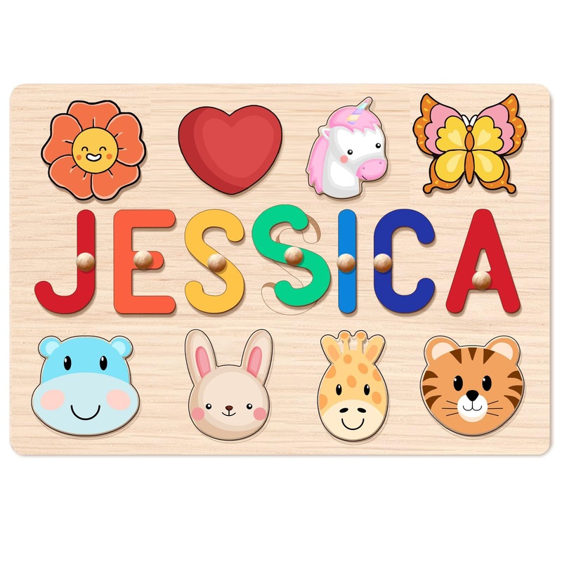 BeneCharm Name Puzzle for Kids Personalized, Custom Baby Gifts, Wooden Puzzles Toddlers, First Birthday Gifts Boys Girls, Toddle