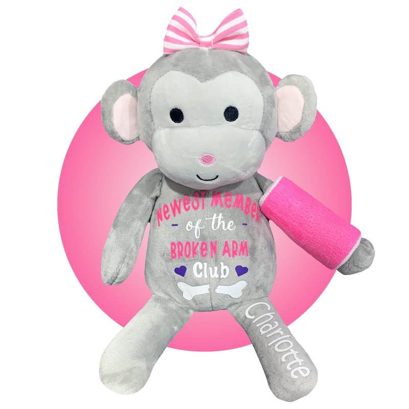Broken Arm Gifts for Kids – 13” Personalized Superhero Monkey for Broken Leg Injury – Best Gifts for A Kid With A Broken Arm Le