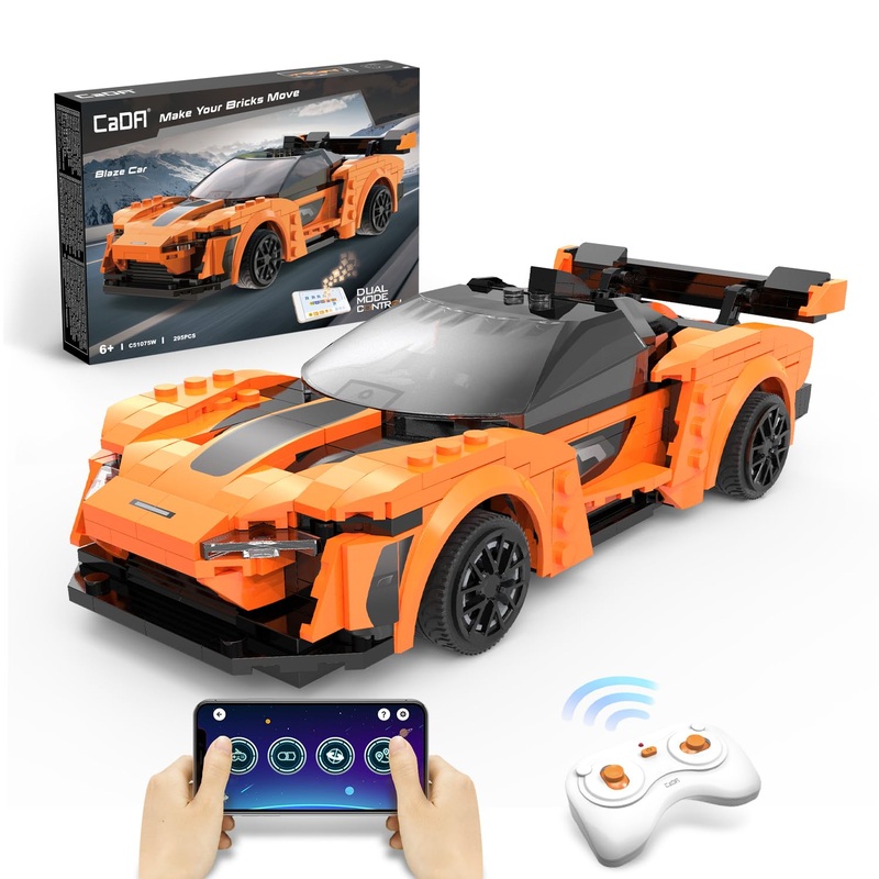 CaDA STEM Building Toys for 6 8 9 10+ Year Old Boys, Remote Control Car Blocks Kits with Programmable APP, Sports RC Building To