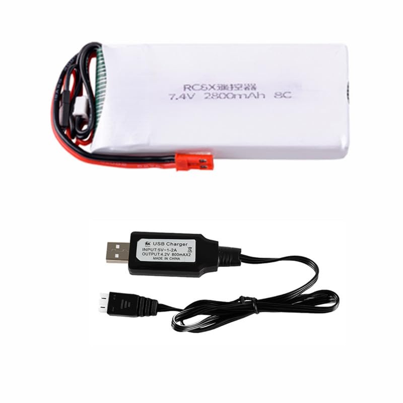 Cecicebb 7.4V 2800mAh 8C Lipo Battery Rechargeable for Radiolink RC8X 8CH 2.4G RC Transmitter Remote Controller 1 Pack with USB