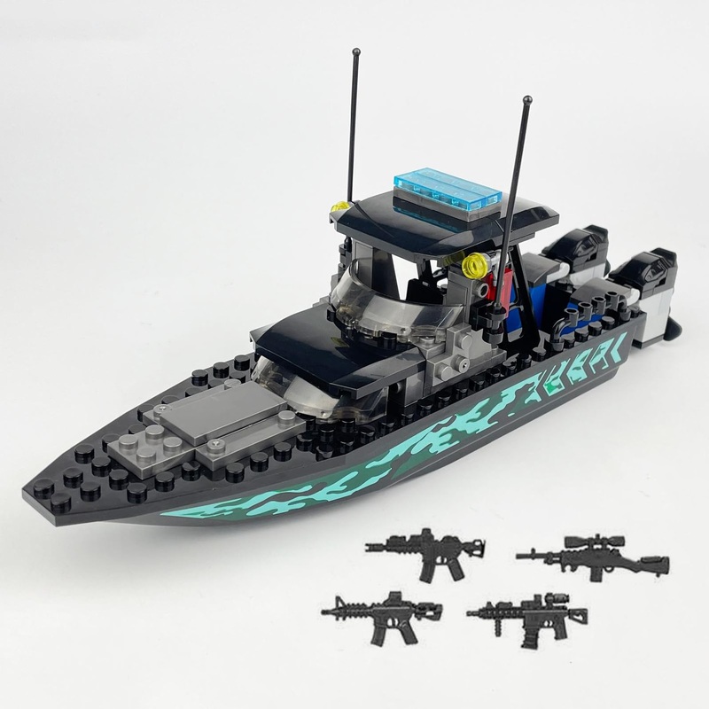 City Police Speed Boat Building Blocks Sets,City Fire Rescue Boat?Guard Boat ?Patrol Boat,Creative Building Bricks Compatible wi