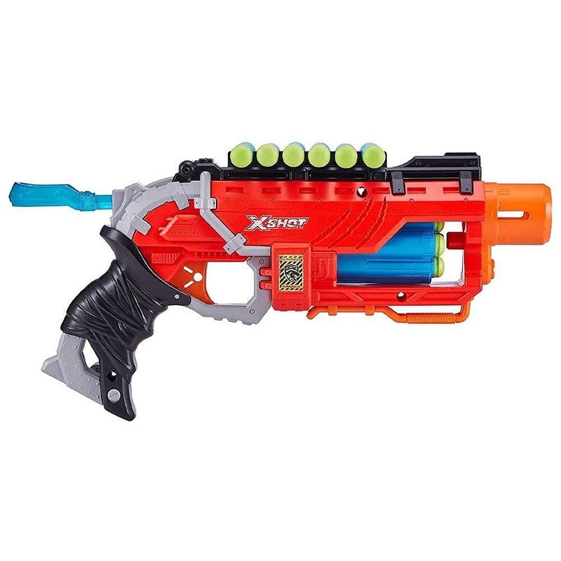 Dino Attack Dino Striker (2 Pack + 48 Darts + 6 Shooting Targets) by ZURU, X-Shot Blue Foam Dart Blaster, Toy Blaster, Automatic