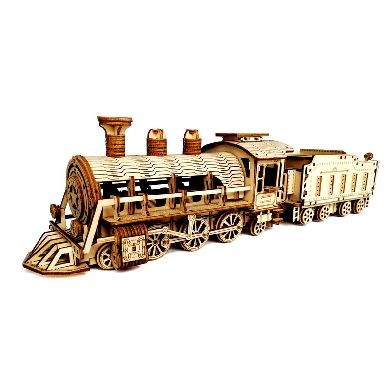 Express Train – DIY 3D Wooden Puzzle Model Kit – Laser Cut Wooden Puzzle Craft Kit, Brain Teaser Educational Building Model Toy
