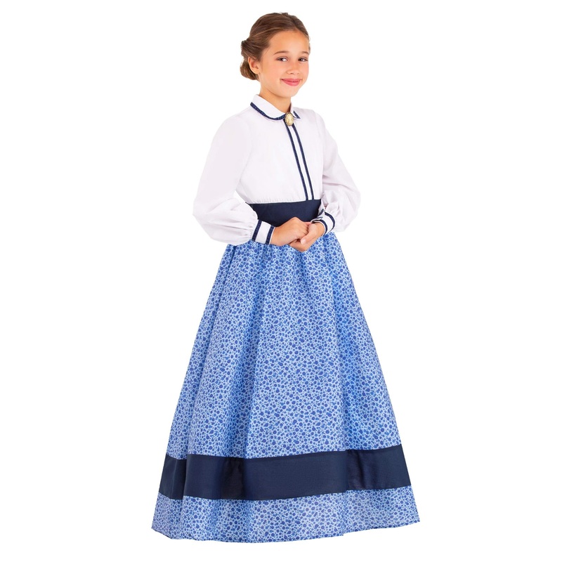 Fun Costumes Girl’s Prairie Costume Dress with Cameo, Wild West Outfit for Halloween Parties and Dress Up Fun – Blue, Small
