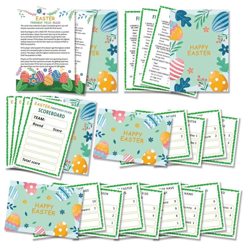Happy Easter Day Friendly Feud Game Set, Easter Day Party Game Supplies, Easter Day Games for Adults and Teens, Feud Quiz, Famil