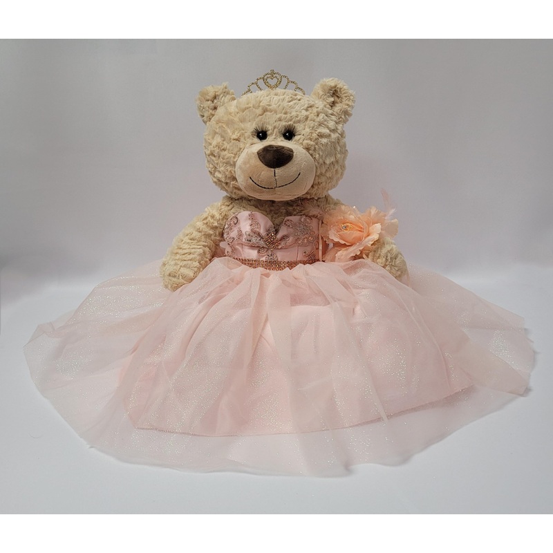 Kinnex Collections by Amanda 20” Quince Anos Teddy Bear with Dress (Centerpiece) ~ B16632-29 (Blush)