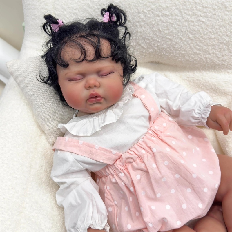 KOKOMANDY Lifelike Reborn Baby Dolls Black Girl 24 inch Dark Skin Realistic Toddler Look Real African American Biracial Reborn B