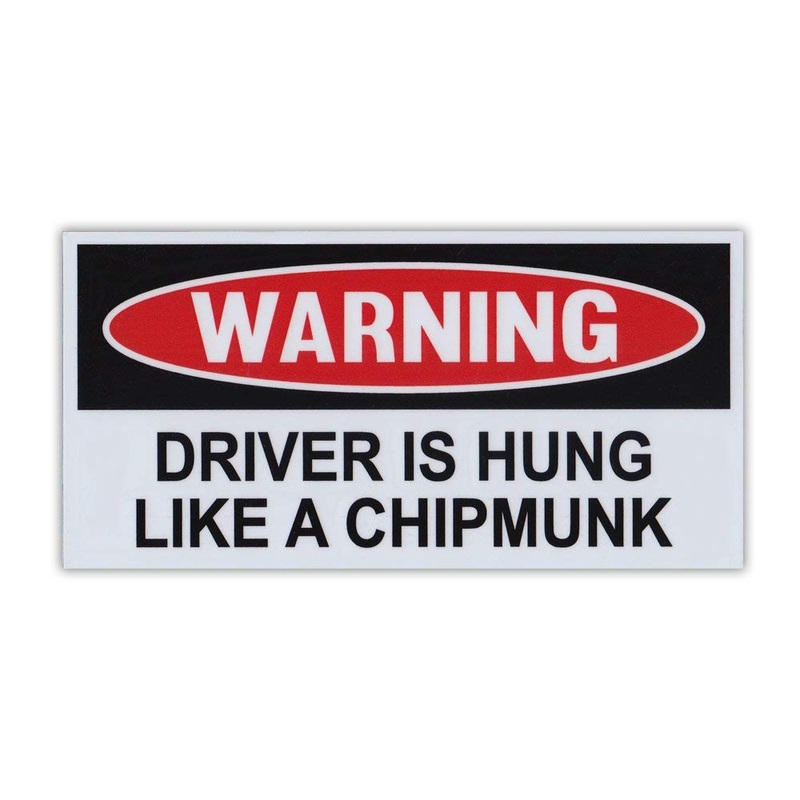 Magnet, Funny Warning Magnet, Driver is Hung Like A Chipmunk, Practical Jokes, Gags, Pranks, 6” x 3”
