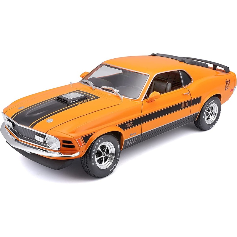 Maisto – 1/18 Scale Model Compatible With Ford Compatible With Mustang Mach-1 1970 Die-Cast Sports Car Scale Model (Orange), Adu
