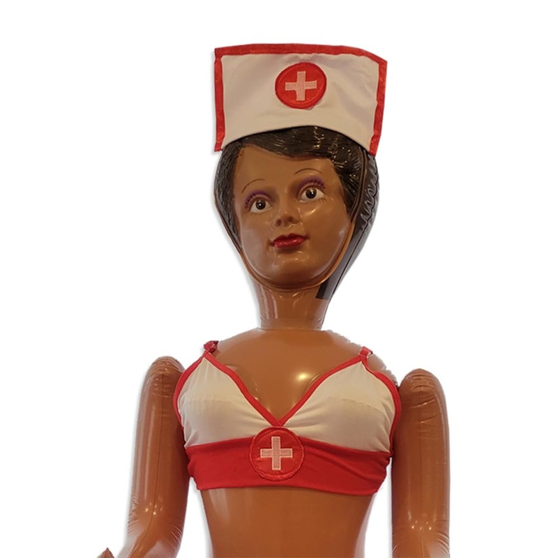 merrimix – Destiny Inflatable Blow Up Doll with Nurse Costume, Gag Gifts for Men, Bachelor Party Favors and Decorations- Bachelo