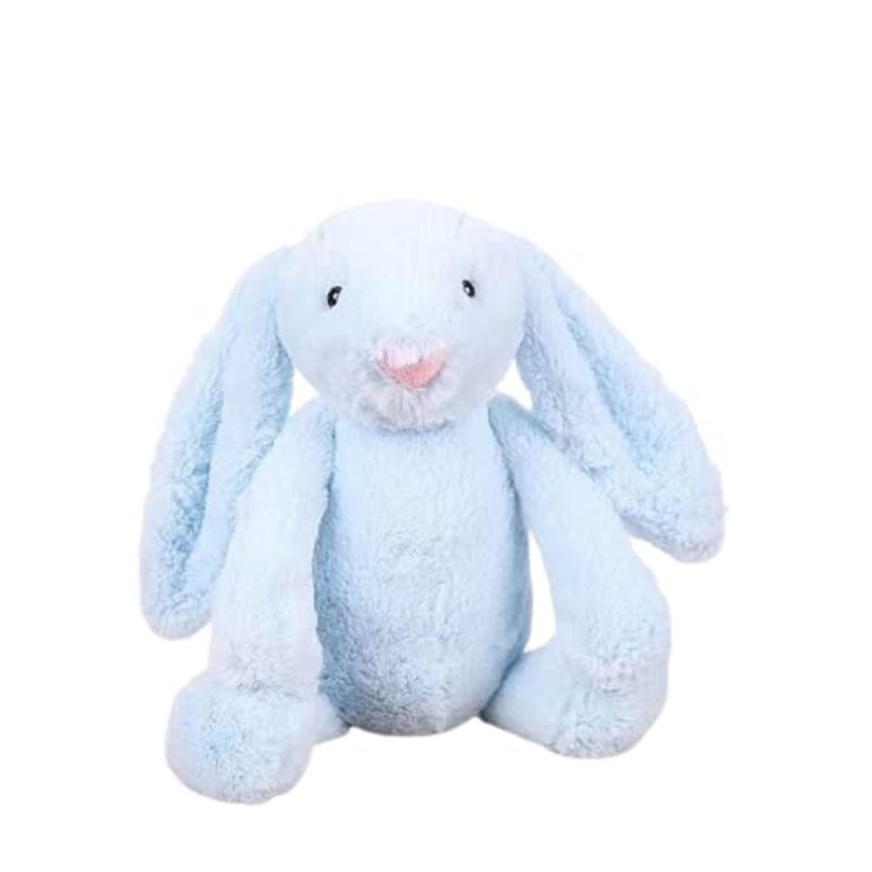 Personalized Stuffed Easter Bunny Rabbit – Basket Stuffers – Embroidered with Name for Kids (Blue)