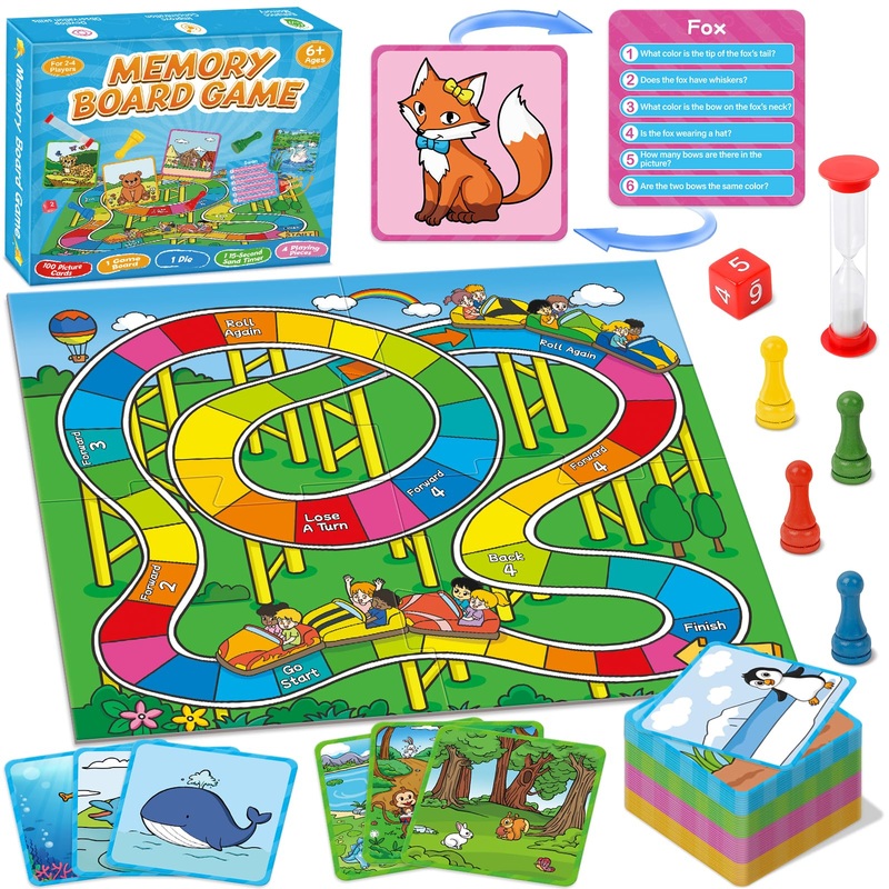 SkilLify Memory Board Games for Kids and Adult, Family Night Party Games for Children, Picture Flash Cards Improve Brain Trainin