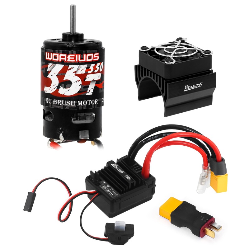 WOAEIUOS 550 Brushed Motor 35T & 80A ESC & Heatsink Combo for 1/10 RC Car TRX4 TRX6 Redcat SCX10 SCX10II AXI03007 JL 90046 RC4WD