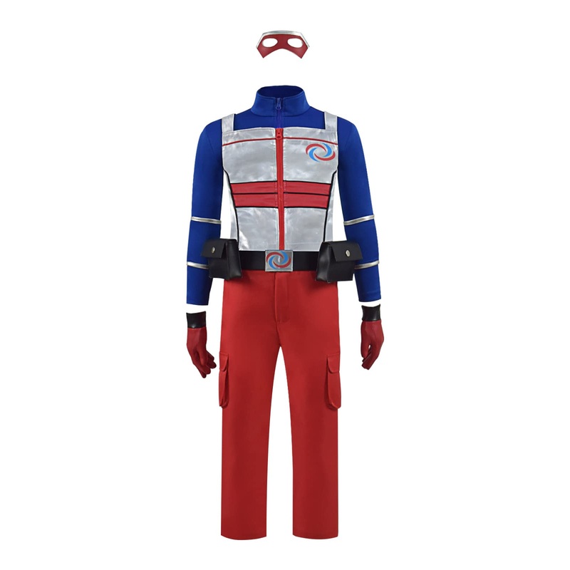 Zasveom Henry Danger Costume for Kids Superhero Danger Cosplay Suit with Mask Gloves Accessories for Halloween (Blue, Medium)