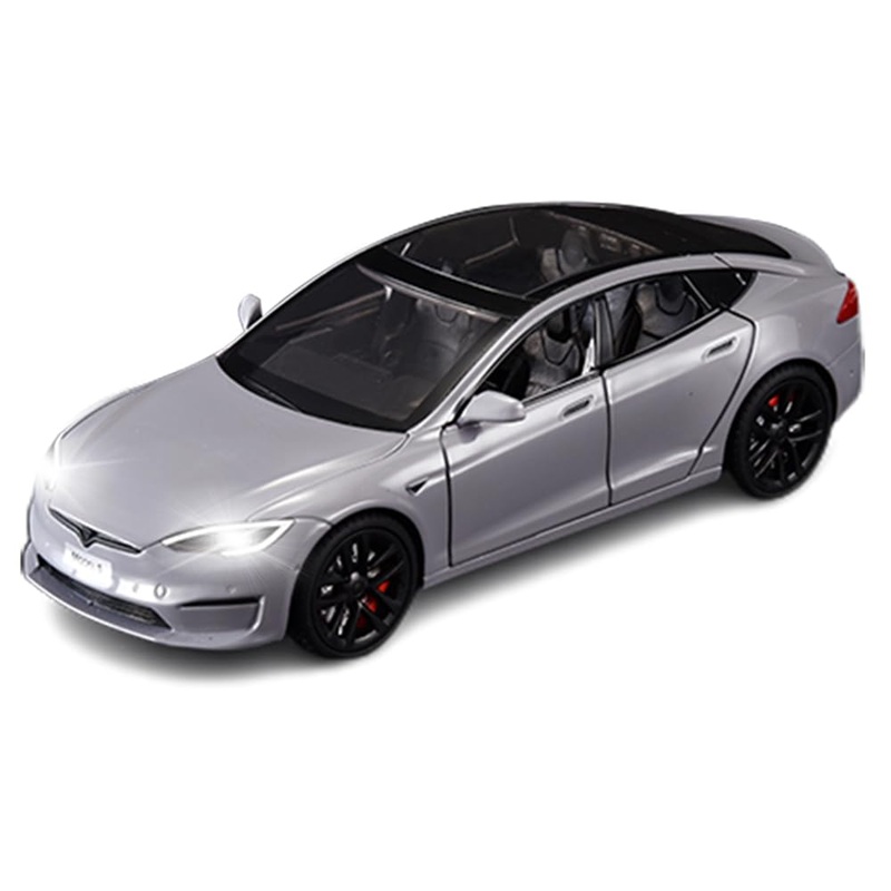 1/24 Model S Toy Car Alloy Diecast Model Car, Pull-Back Model S Model Car with Sound and Lights, Perfect for Kids & Adults Birth