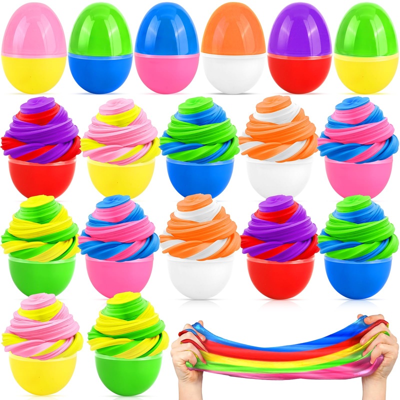 12 Pack Easter Basket Stuffers Fillers Butter Slime Kit, Easter Eggs Stress Relief Non-Sticky Slime Toys for Kids Easter Egg Hun