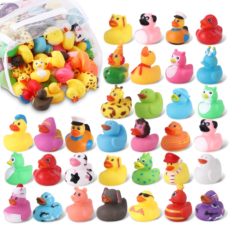 60 Pcs Cruise Rubber Ducks Assorted Rubber Duckies with Storage Bag for Ducks Ducking, Cruise Ducks Hiding , Bath Toys, Beach Po